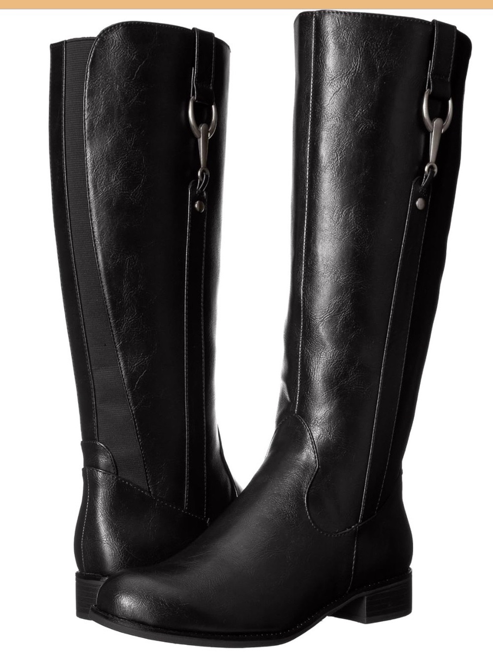 Life Stride Women's Tall Black Riding Boots with Side Zip 8.5 wide